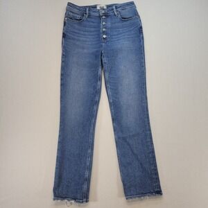 Paige Jeans Womens 28 Blue Cindy Straight Mid Rise Medium Wash Stretch Denim